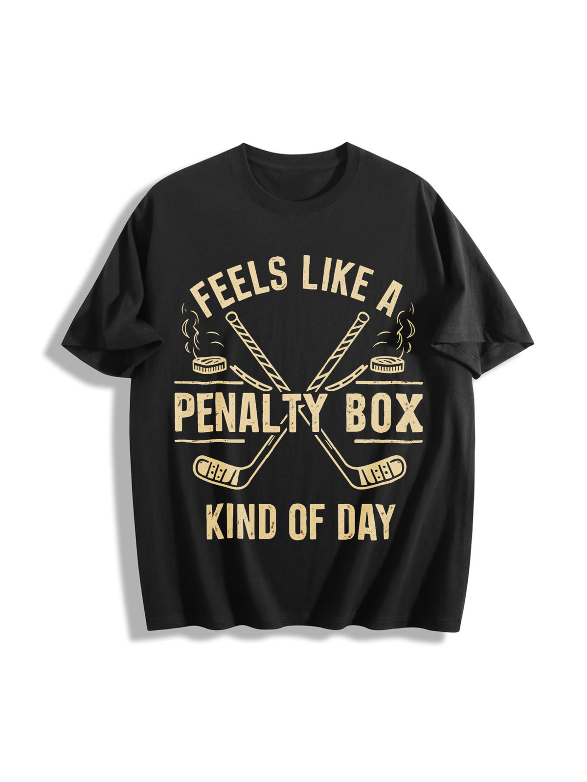 Feels Like a Penalty Box Kind of Day Cotton T-Shirt in Black