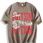 Motivational Quote and Shorts Set Vintage Washed T-Shirt in Brown