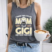 Leopard Mom and Gig Crew-neck Sleeveless Vest Outdoor Women's Color Cotton Tank Top in Gray