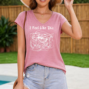 I Feel Like This Scribble Regular Vest Women's Color Cotton Tank Top in Pink