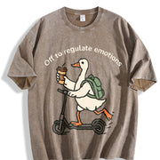 Off to Regulate Emotions Vintage Washed T-Shirt in Brown
