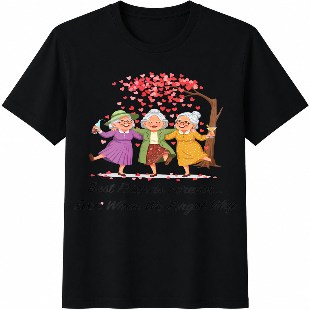 Friend Forever Friendship Quote Cotton T-Shirt in Black