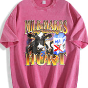 Milk Makes My Tummy Hurt Bootleg Vintage Washed T-Shirt in Red