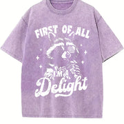 Retro First of All I'm a Delight Raccoon 4th of July 90s Vintage Washed T-Shirt in Purple