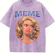 Meme Glam Doll Vintage Washed T-Shirt in Purple