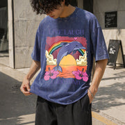 Live Laugh Lobotomy Vintage Washed T-Shirt in Blue