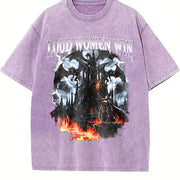 Loud Win Dragon 90s Vintage Washed T-Shirt in Purple