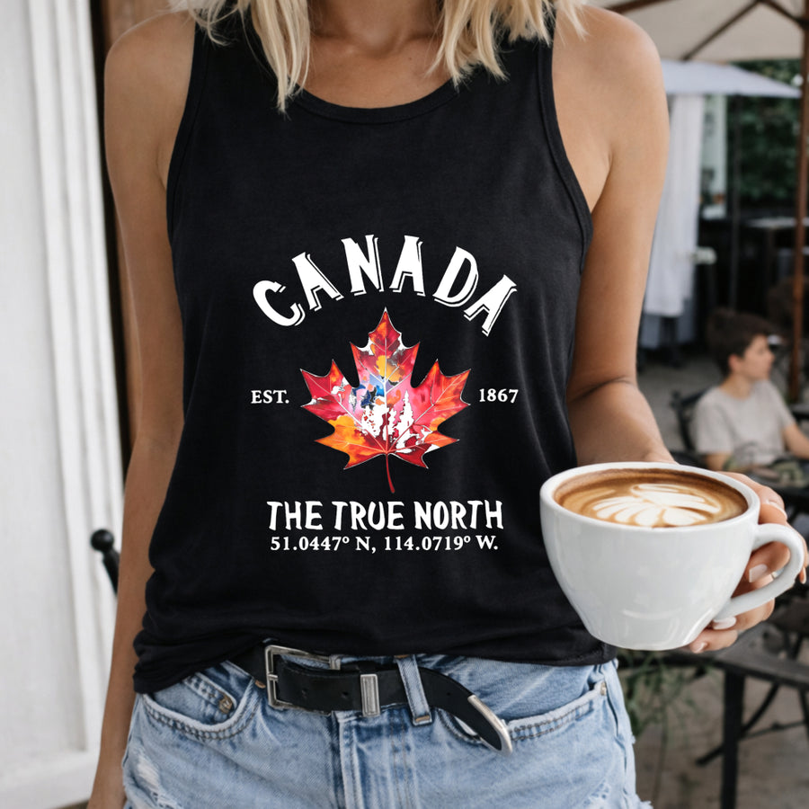 Canada True North Women's Color Cotton Tank Top in Black