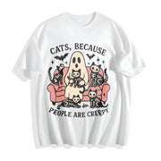 CATS Sofa Skull Cat 1pc Cotton T-Shirt in White