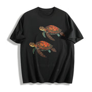 Go with the Flow Turtle Cotton T-Shirt in Black
