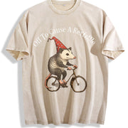 Off To Cause A Kerfuffle Opossum Meme Mental Health vintage washed oversized T-shirt in Beige
