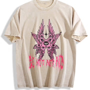 Be Not Afraid: Gothic Angelic Vintage Washed T-Shirt in Beige