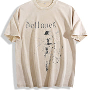 Band Tank Gothic Rock Sleeveless Muscle Vintage Washed T-Shirt in Beige