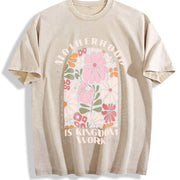 Motherhood Is the Kingdom of Work Vintage Washed T-Shirt in Beige
