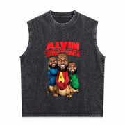 Lebron James Alvin and Chipmunks Bk-130 Vintage Washed Tank Top in Black