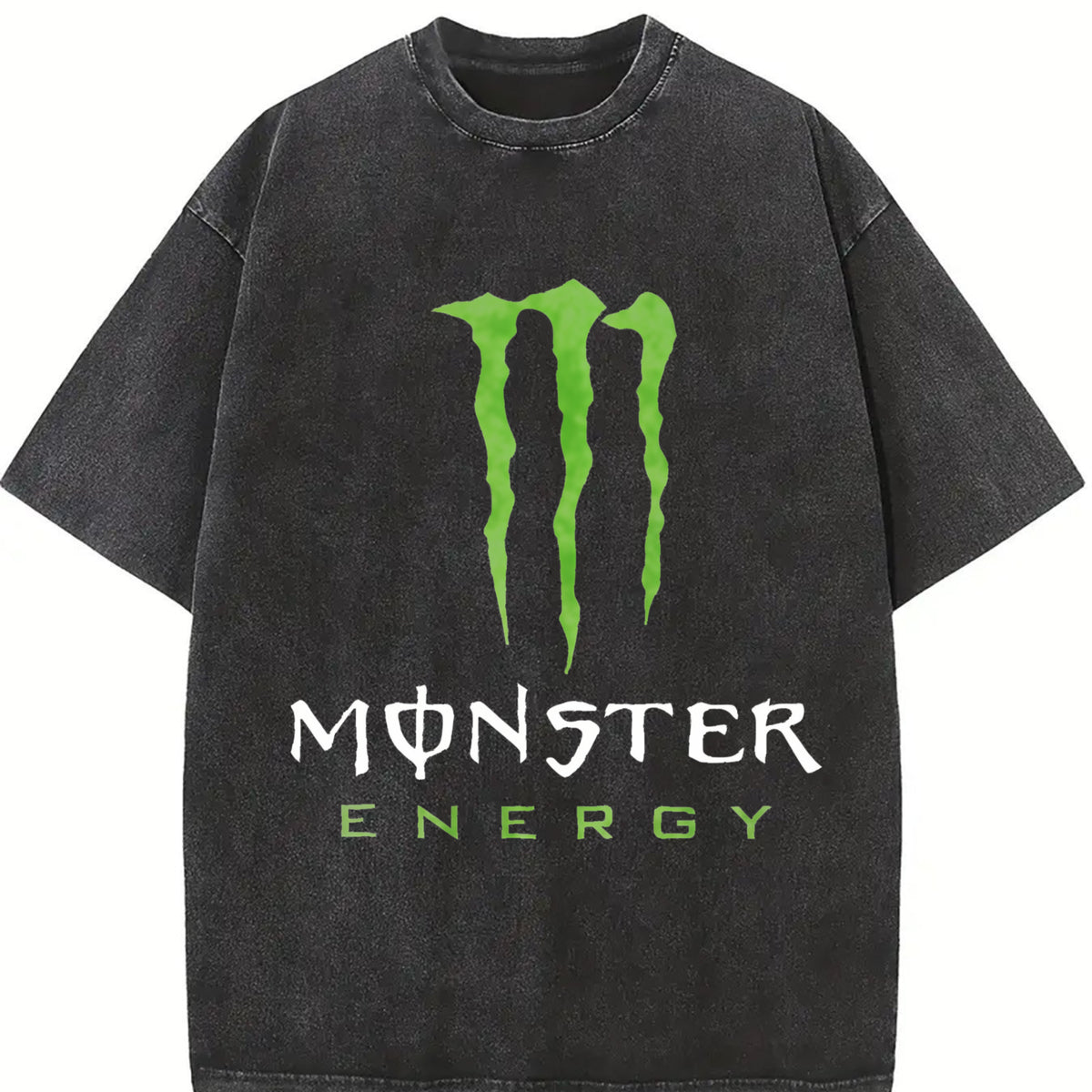 Monster Energy Claw Logo Vintage Washed T-Shirt in Black