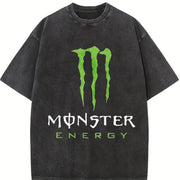 Monster Energy Claw Logo Vintage Washed T-Shirt in Black