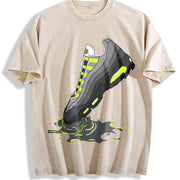 AM 95 Big Bubble Neon Yellow Black Grey 2026 OG Match Vintage Washed T-Shirt in Beige