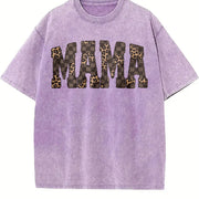 Leopard Mama Mothers Day Mom Retro Mama For Mom Mama vintage washed oversized T-shirt in Purple