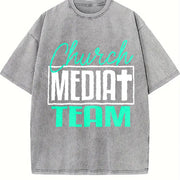 Church Media Team Vintage Washed T-Shirt in Gray