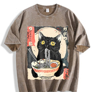 Ramen Cat vintage washed oversized T-shirt in Brown