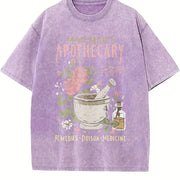 Cute Apothecary Poisons Soft Kawaii Japanese vintage washed oversized T-shirt in Purple