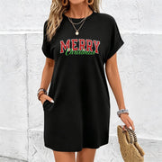 And Comfy Long Dress with an Off-shoulder Cotton T-Shirt in Black