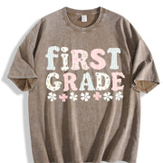 First Grade Teacher Vintage Washed T-Shirt in Brown