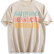Pastel Pink & Ora Coastal Vintage Washed T-Shirt in Beige