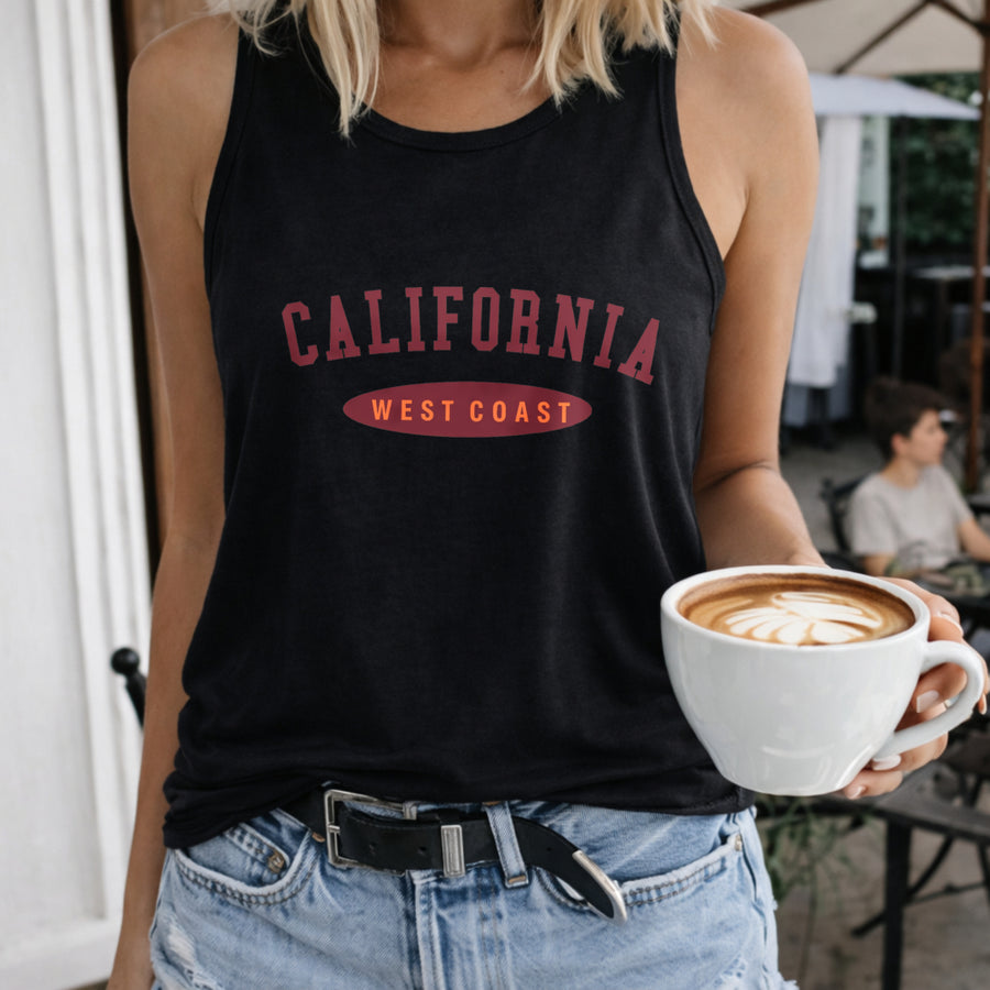 California West Coast Women's Color Cotton Tank Top in Black