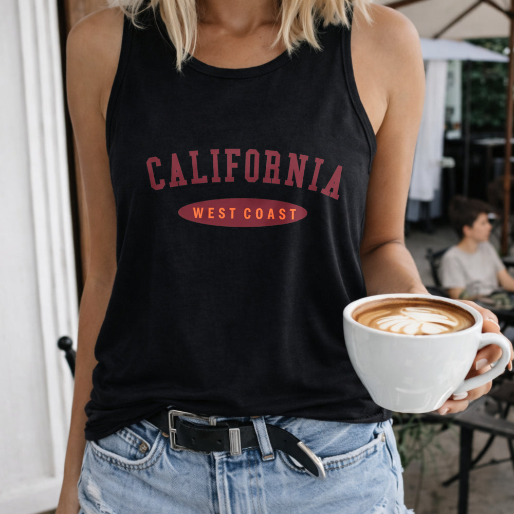 California West Coast Crew-neck Sleeveless Vest Outdoor Women's Color Cotton Tank Top in Black