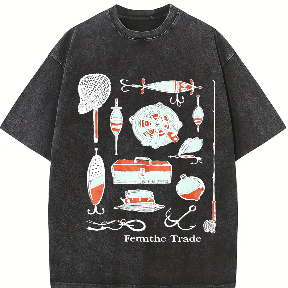 Fishing Lures Trade Vintage Washed T-Shirt in Black