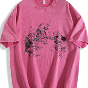 Frog Musicians 90s Retro ® Vintage Washed T-Shirt in Red