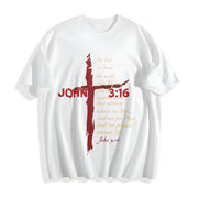 ✝️ JOHN 3:16 Love Jesus God Cotton T-Shirt in White