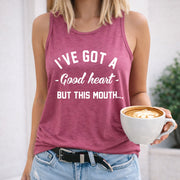 I've Got a Good Heart but This Mouth Women's Color Cotton Tank Top in Red