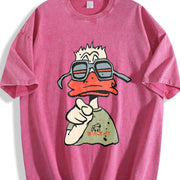 For Formal Urban Distressed Enthusiasts Vintage Washed T-Shirt in Red