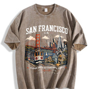 San Francisco Vintage Washed T-Shirt in Brown