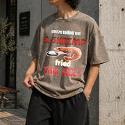 Shrimp Fried Rice Meme Vintage Washed T-Shirt in Brown