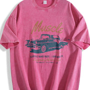 Retro Original Hot Rod Car Retro Distressed Vintage Washed T-Shirt in Red