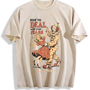 Retro Clown Horror Vintage Washed T-Shirt in Beige