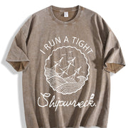 Short-sleeve Pure Vintage Washed T-Shirt in Brown
