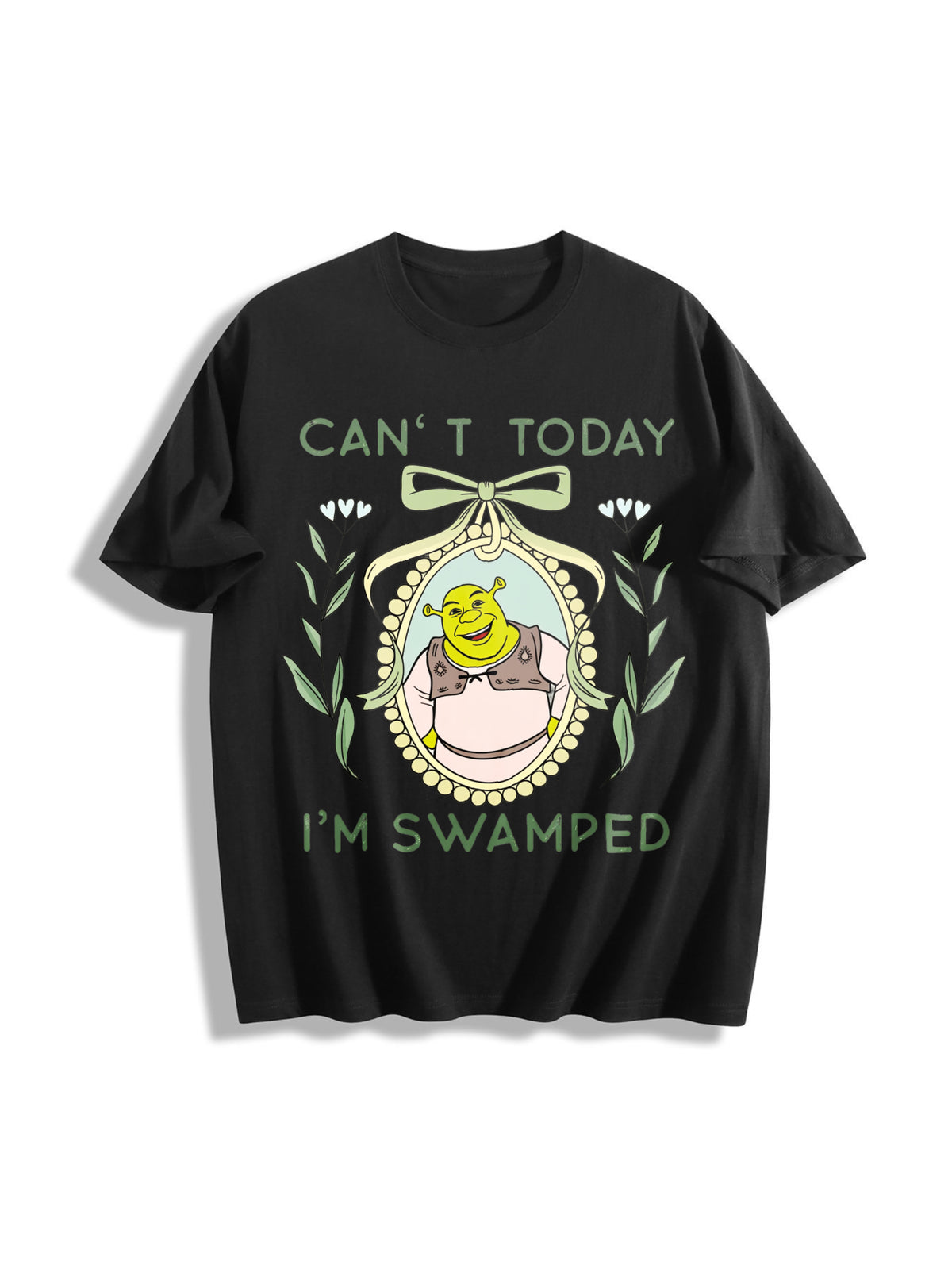 Shrek Coquette Floral Cotton T-Shirt in Black