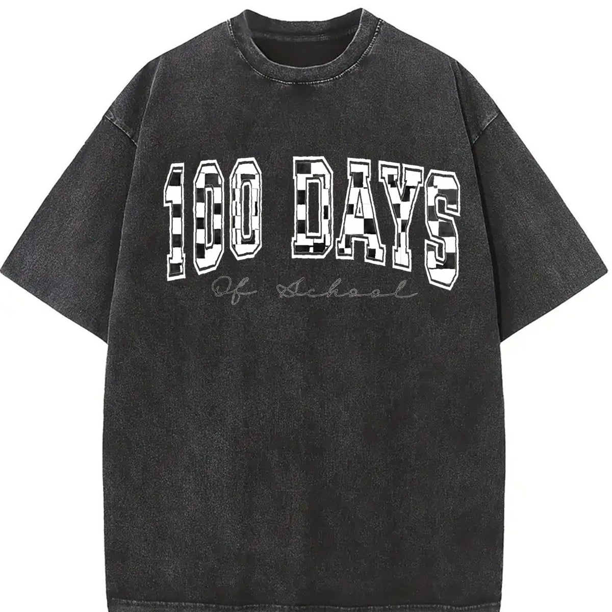 100 Days of School Teacher Vintage Washed T-Shirt in Black
