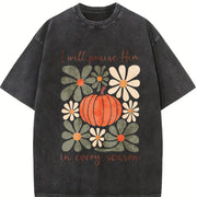 I Will Praise in Every Season Vintage Washed T-Shirt in Black