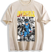Emperor Grayson Invincible War Comic vintage washed oversized T-shirt in Beige