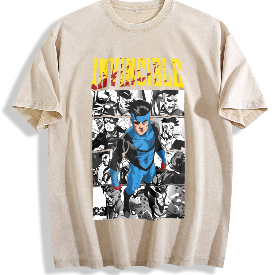 Emperor Grayson Invincible War Comic vintage washed oversized T-shirt in Beige