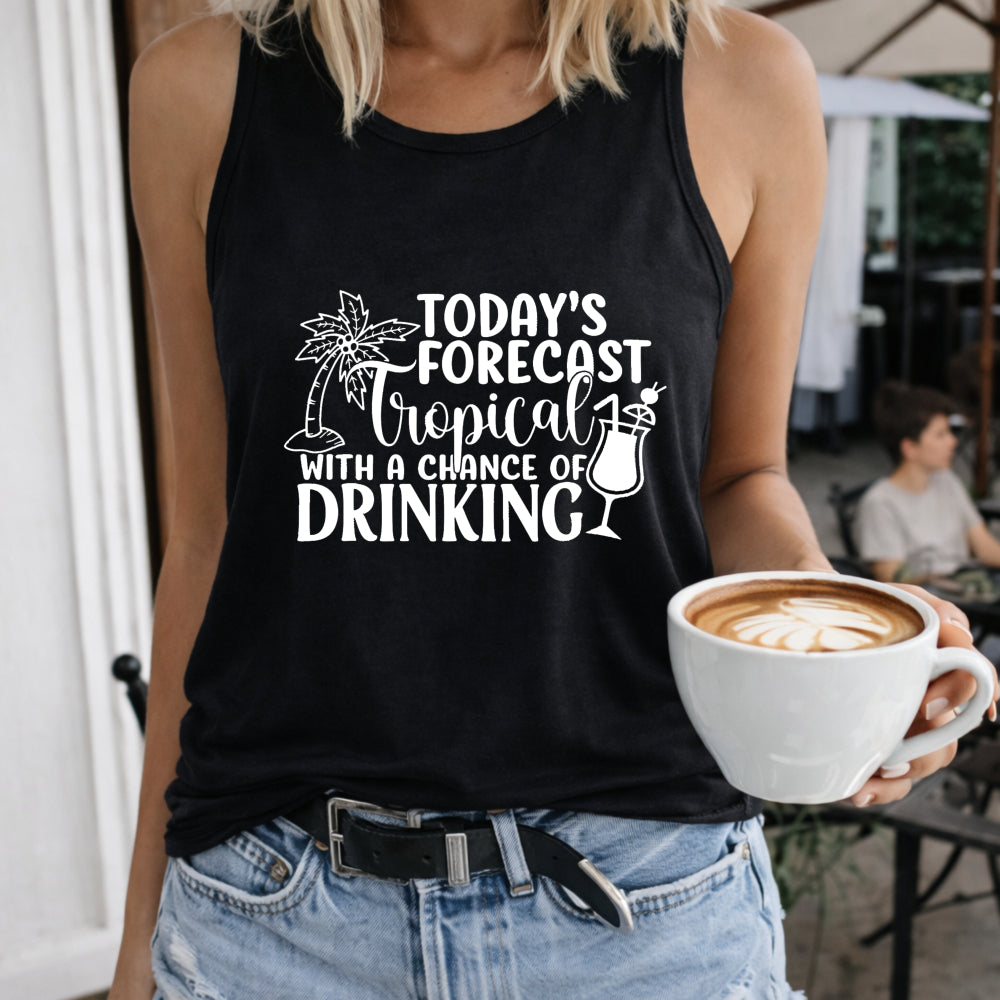 European and American Letter Tank Women's Color Cotton Tank Top in Black