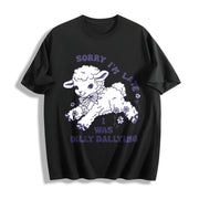 Dilly Dallying Sorry I'm Late Cotton T-Shirt in Black