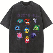Insidee Out It's Okay to Feel All the Feels Vintage Washed T-Shirt in Black