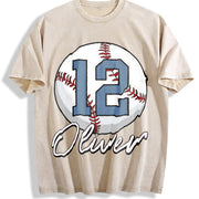 Pls Note Custom Baseball Vintage Washed T-Shirt in Beige